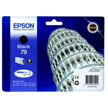 Original Epson C13T79114010 / 79 Tintenpatrone schwarz, 900 Seiten, Inhalt 14,4 ml