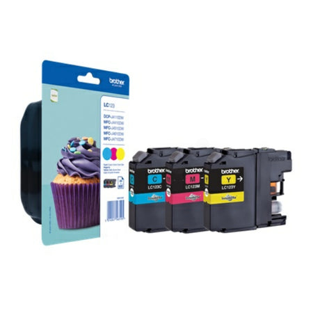 Original Brother LC-123RBWBPDR Tintenpatrone MultiPack C,M,Y Blister, 600 Seiten, Inhalt VE=3