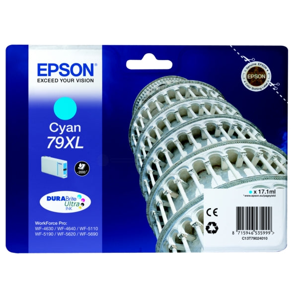 Original Epson C13T79024010 / 79XL Tintenpatrone cyan High-Capacity, 2.000 Seiten, Inhalt 17,1 ml