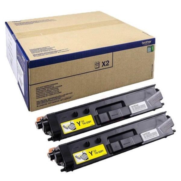 Original Brother TN-329YTWIN Toner-Kit gelb extra High-Capacity Doppelpack, 6.000 Seiten, Inhalt VE=2
