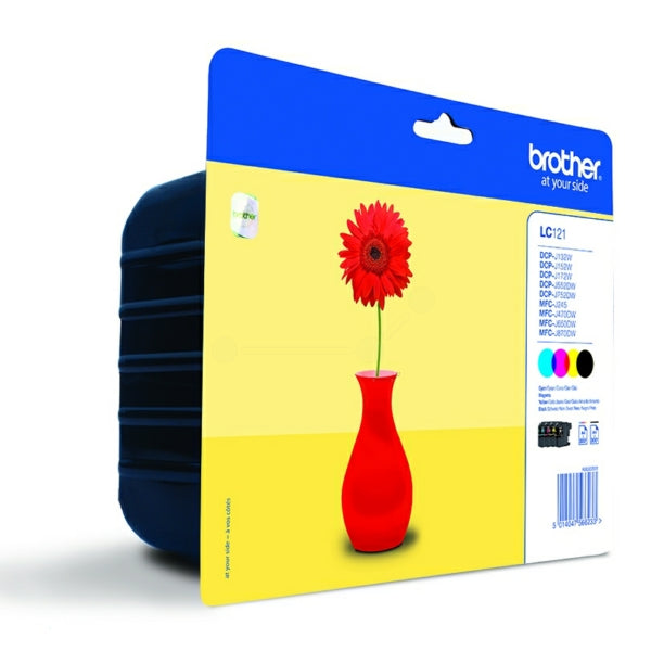 Original Brother LC-121VALBPDR Tintenpatrone MultiPack Bk,C,M,Y Blister, 300 Seiten, Inhalt VE=4