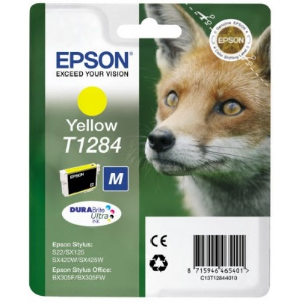 Original Epson C13T12844012 / T1284 Tintenpatrone gelb, 225 Seiten, Inhalt 3,5 ml