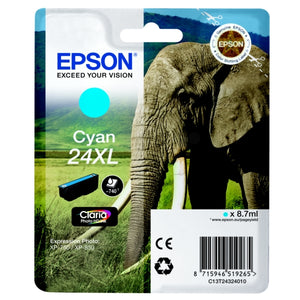 Original Epson 24XL Tintenpatrone cyan (Elefant)