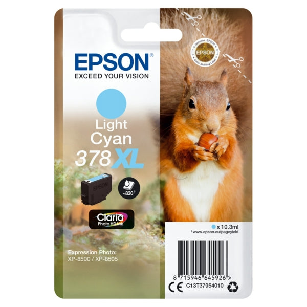Original Epson C13T37954010 / 378XL Tintenpatrone cyan hell High-Capacity, 830 Seiten, Inhalt 10,3 ml
