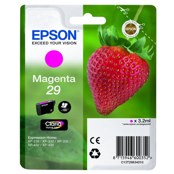 Original Epson C13T29834012 / 29 Tintenpatrone magenta, 180 Seiten, Inhalt 3,2 ml