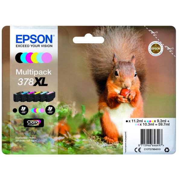 Original Epson C13T37984010 / 378XL Tintenpatrone MultiPack Bk,C,M,Y,LC,LM High-Capacity, Inhalt 11,2ml 3x9,3ml 2x10,3ml