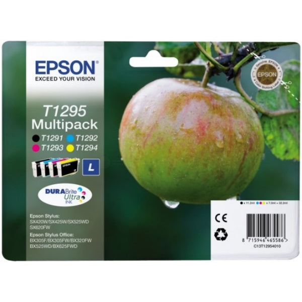 Original Epson C13T12954012 / T1295 Tintenpatrone MultiPack Bk,C,M,Y, Inhalt 11,2 ml + 3x7 ml