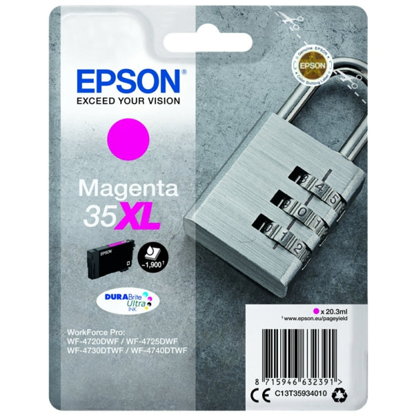 Original Epson C13T35934010 / 35XL Tintenpatrone magenta High-Capacity, 1.900 Seiten, Inhalt 20,3 ml