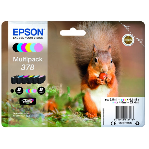 Original Epson C13T37884010 / 378 Tintenpatrone MultiPack Bk,C,M,Y,LC,LM, Inhalt 5,5ml 3x4,1ml 2x4,8ml