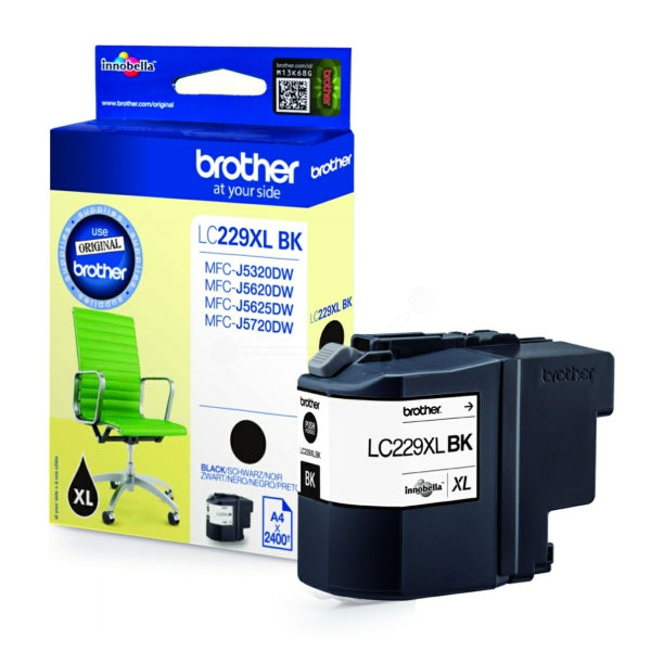 Original Brother LC-229XLBK Tintenpatrone schwarz, 2.400 Seiten, Inhalt 48,2 ml