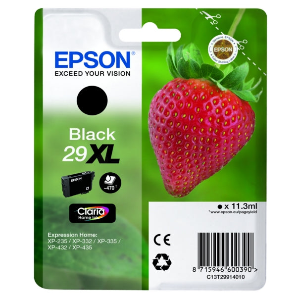 Original Epson C13T29914012 / 29XL Tintenpatrone schwarz High-Capacity, 470 Seiten, Inhalt 11,3 ml