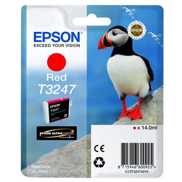 Original Epson C13T32474010 / T3247 Tintenpatrone rot, 980 Seiten, Inhalt 14 ml