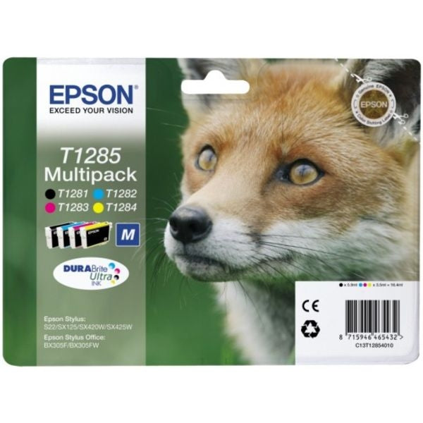 Original Epson C13T12854012 / T1285 Tintenpatrone MultiPack Bk,C,M,Y, Inhalt 5,9 ml + 3x3,5 ml