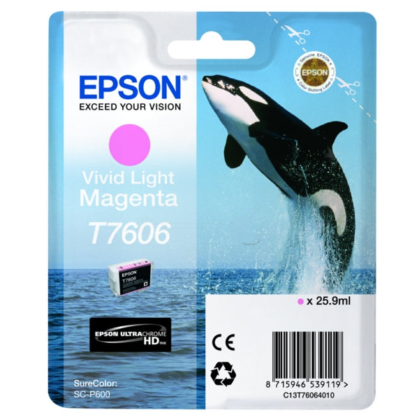 Original Epson C13T76064010 / T7606 Tintenpatrone magenta hell, 2.800 Seiten, Inhalt 25,9 ml