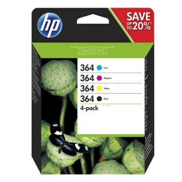 Original HP N9J73AE / 364 Tintenpatrone MultiPack Bk,C,M,Y, 300 Seiten, Inhalt VE=4