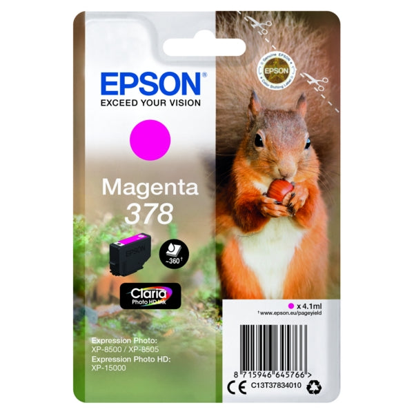 Original Epson C13T37834010 / 378 Tintenpatrone magenta, 360 Seiten, Inhalt 4,1 ml