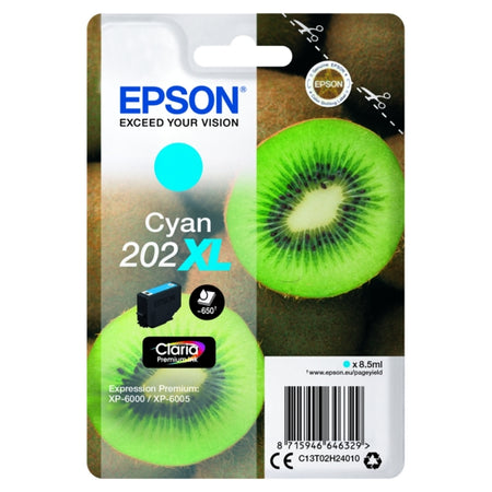 Original Epson C13T02H24010 / 202XL Tintenpatrone cyan High-Capacity, 650 Seiten, Inhalt 8,5 ml