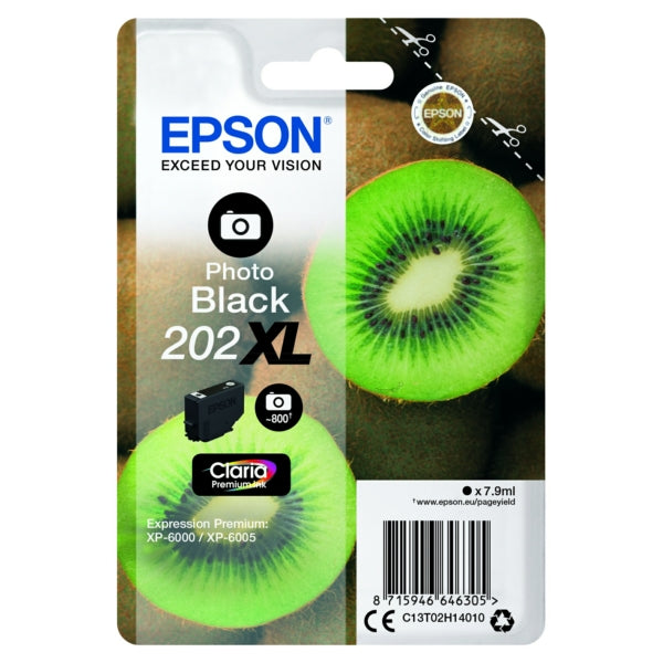 Original Epson C13T02H14010 / 202XL Tintenpatrone schwarz foto High-Capacity, 800 Seiten, Inhalt 7,9 ml