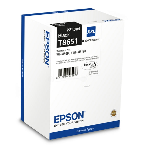 Original Epson C13T865140 / T8651 Tintenpatrone schwarz, 10.000 Seiten, Inhalt 221 ml