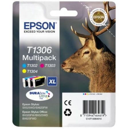 Original Epson C13T13064012 / T1306 Tintenpatrone MultiPack C,M,Y XL, Inhalt 3x10.1ml