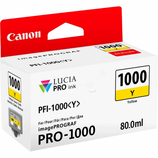 Original Canon 0549C001 / PFI-1000 Y Tintenpatrone gelb, 3.365 Seiten, Inhalt 80 ml
