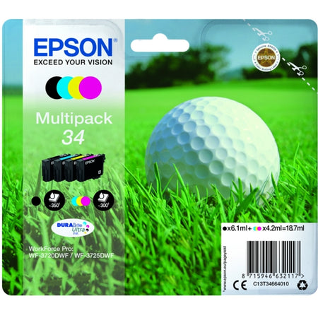 Original Epson C13T34664010 / 34 Tintenpatrone MultiPack Bk,C,M,Y, Inhalt 6,1ml + 3x4,2ml