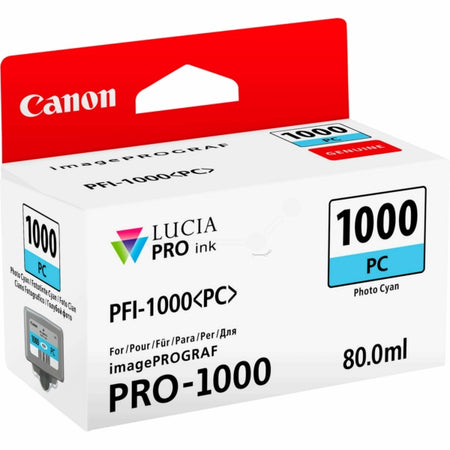 Original Canon 0550C001 / PFI-1000 PC Tintenpatrone cyan hell, 5.140 Seiten, Inhalt 80 ml
