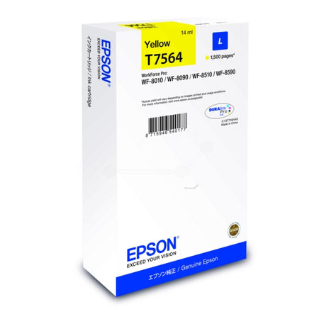 Original Epson C13T756440 / T7564 Tintenpatrone gelb, 1.500 Seiten, Inhalt 14 ml