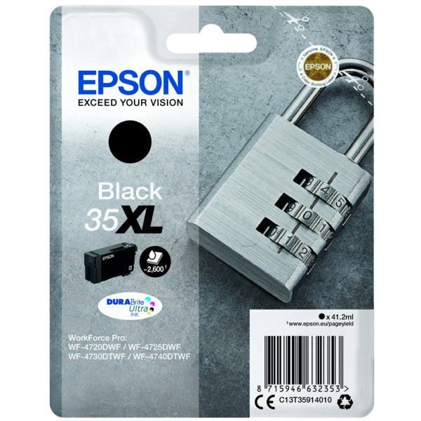 Original Epson C13T35914010 / 35XL Tintenpatrone schwarz High-Capacity, 2.600 Seiten, Inhalt 41,2 ml
