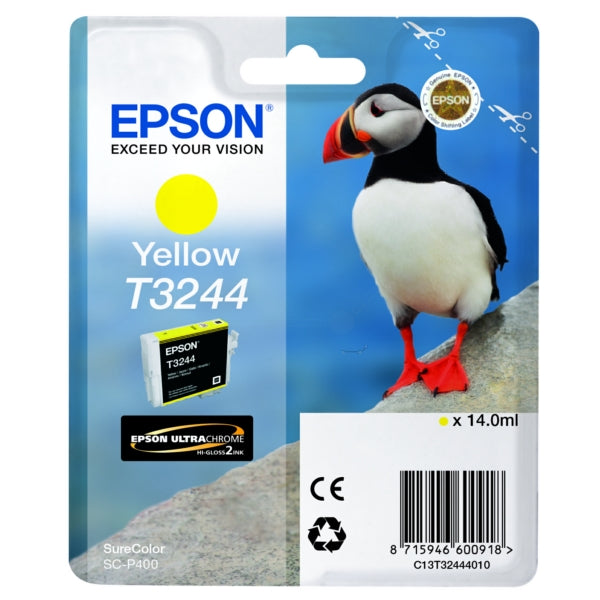 Original Epson C13T32444010 / T3244 Tintenpatrone gelb, 980 Seiten, Inhalt 14 ml