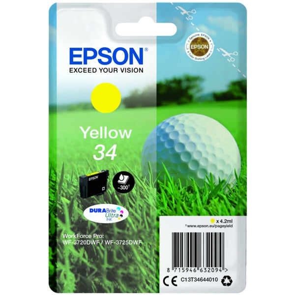 Original Epson C13T34644010 / 34 Tintenpatrone gelb, 300 Seiten, Inhalt 4,2 ml