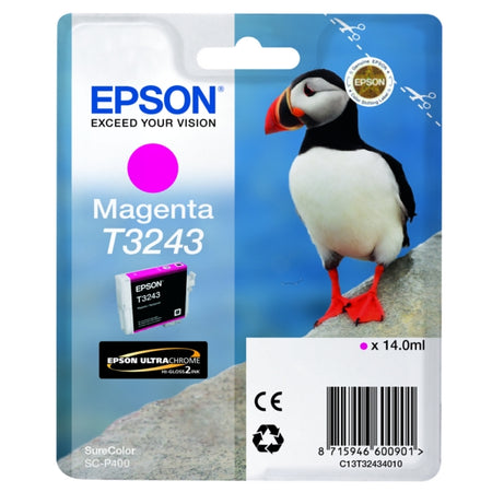 Original Epson C13T32434010 / T3243 Tintenpatrone magenta, 980 Seiten, Inhalt 14 ml