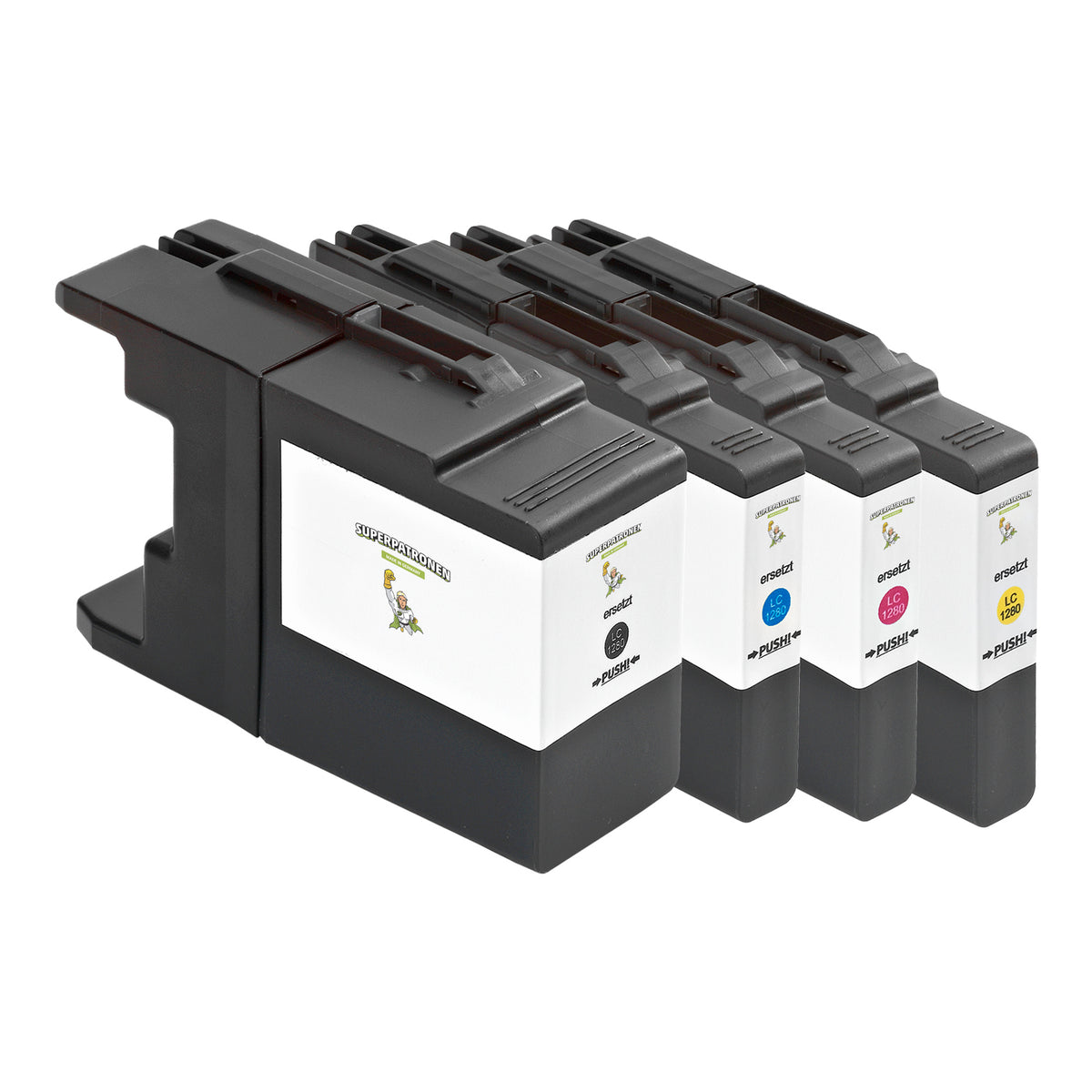 Kompatibel für Brother LC-1280XLVALBPDR Tintenpatrone MultiPack Bk,C,M,Y High-Capacity, Inhalt 56ml + 3x14ml