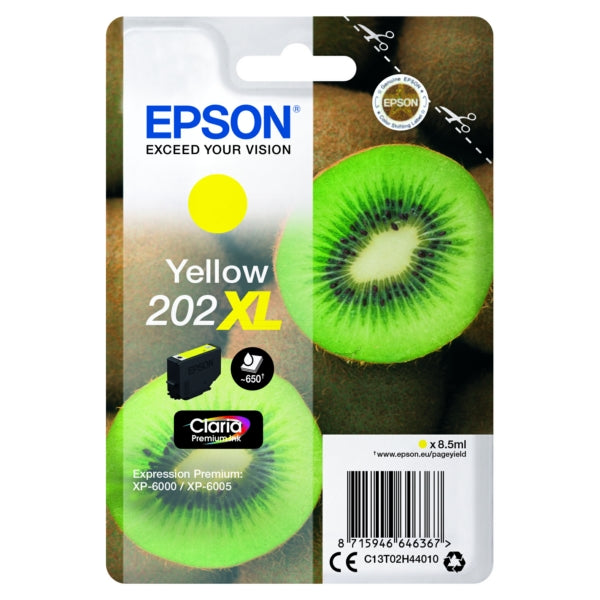 Original Epson C13T02H44010 / 202XL Tintenpatrone gelb High-Capacity, 650 Seiten, Inhalt 8,5 ml
