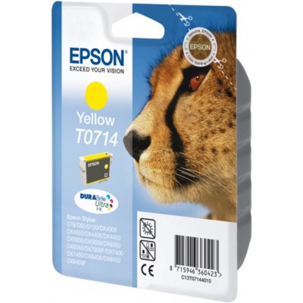 Original Epson C13T07144012 / T0714 Tintenpatrone gelb, 415 Seiten, Inhalt 5,5 ml