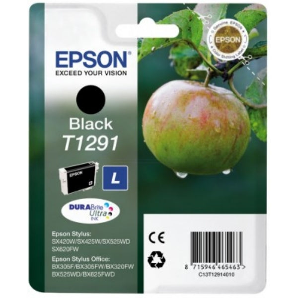 Original Epson C13T12914012 / T1291 Tintenpatrone schwarz, 380 Seiten, Inhalt 11,2 ml