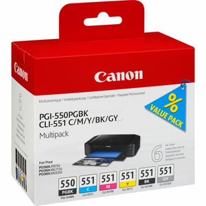 Original Canon PGI-550 / CLI-551 Tintenpatrone 6er-Set Bk,PBk,C,M,Y,Gy