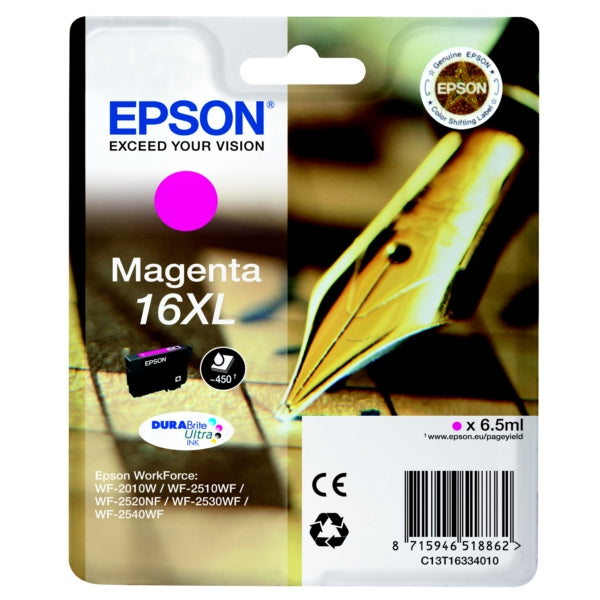 Original Epson C13T16334012 / 16XL Tintenpatrone magenta High-Capacity XL, 450 Seiten, Inhalt 6,5 ml
