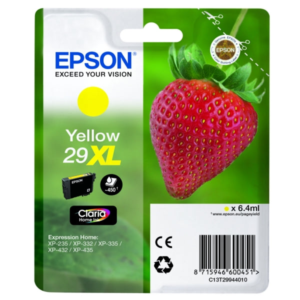 Original Epson C13T29944012 / 29XL Tintenpatrone gelb High-Capacity, 450 Seiten, Inhalt 6,4 ml