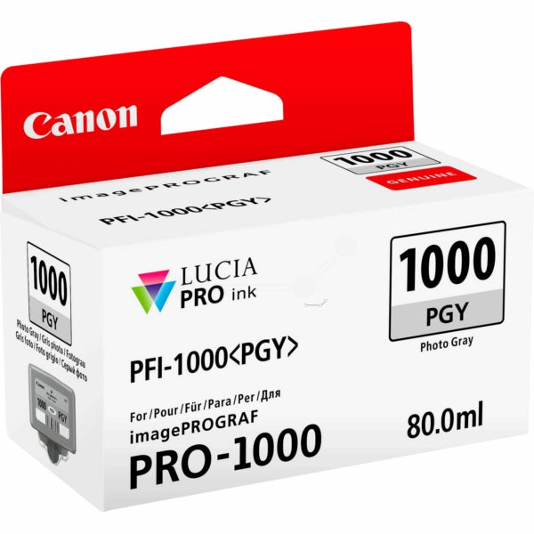 Original Canon 0553C001 / PFI-1000 PGY Tintenpatrone fotograu, 3.165 Seiten, Inhalt 80 ml