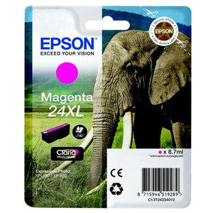 Original Epson 24XL Tintenpatrone magenta (Elefant)