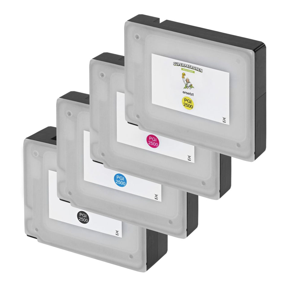 Kompatibel für Canon 9254B001 / PGI-2500 XLBK,9265B001 / PGI-2500 XLC,9266B001 / PGI-2500 XLM,9267B001 / PGI-2500 XLY Tintenpatrone MultiPack Bk,C,M,Y, Inhalt 71ml + 3x19ml