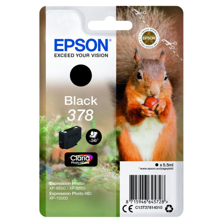 Original Epson C13T37814010 / 378 Tintenpatrone schwarz, 240 Seiten, Inhalt 5,5 ml