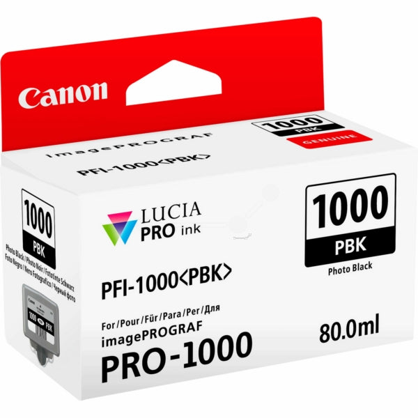 Original Canon 0546C001 / PFI-1000 PBK Tintenpatrone schwarz foto, 2.205 Seiten, Inhalt 80 ml