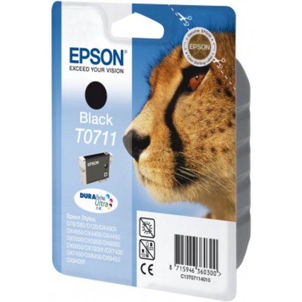 Original Epson C13T07114012 / T0711 Tintenpatrone schwarz, 245 Seiten, Inhalt 7,4 ml