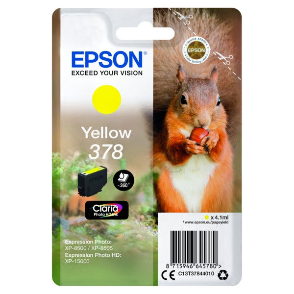 Original Epson C13T37844010 / 378 Tintenpatrone gelb, 360 Seiten, Inhalt 4,1 ml