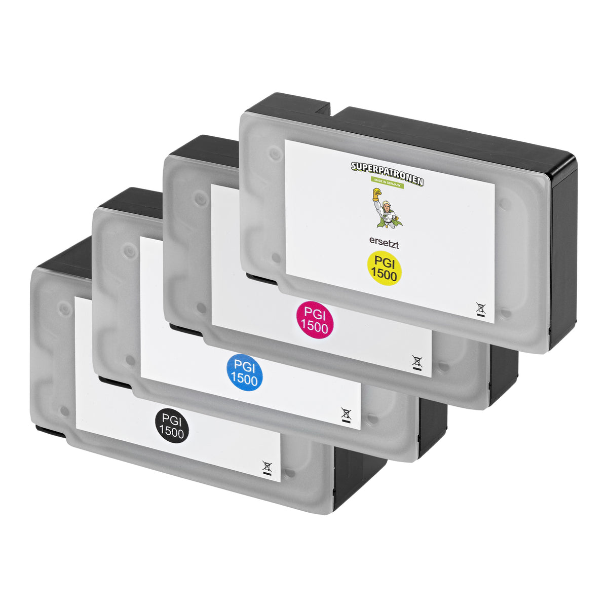 Kompatibel für Canon 9182B001 / PGI-1500 XLBK,9193B001 / PGI-1500 XLC,9194B001 / PGI-1500 XLM,9195B001 / PGI-1500 XLY Tintenpatrone MultiPack Bk,C,M,Y, Inhalt 35ml + 3x12ml