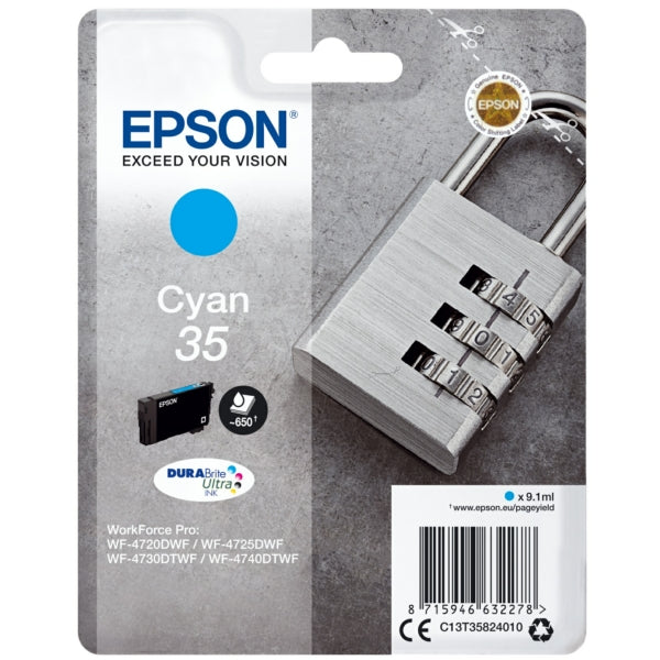 Original Epson C13T35824010 / 35 Tintenpatrone cyan, 650 Seiten, Inhalt 9,1 ml