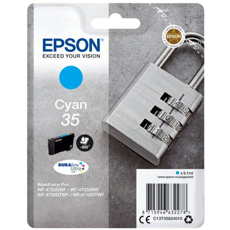 Original Epson C13T35824010 / 35 Tintenpatrone cyan, 650 Seiten, Inhalt 9,1 ml