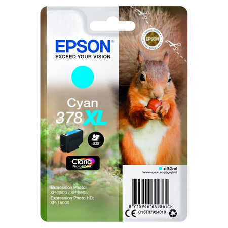 Original Epson C13T37924010 / 378XL Tintenpatrone cyan High-Capacity, 830 Seiten, Inhalt 9,3 ml